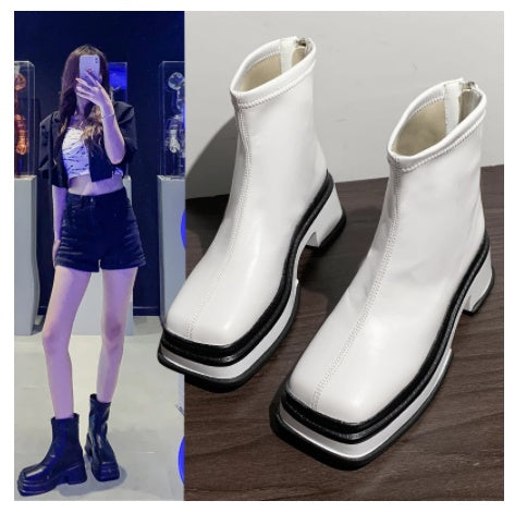 Korean Style All Match Retro Thick Heel Short Boots