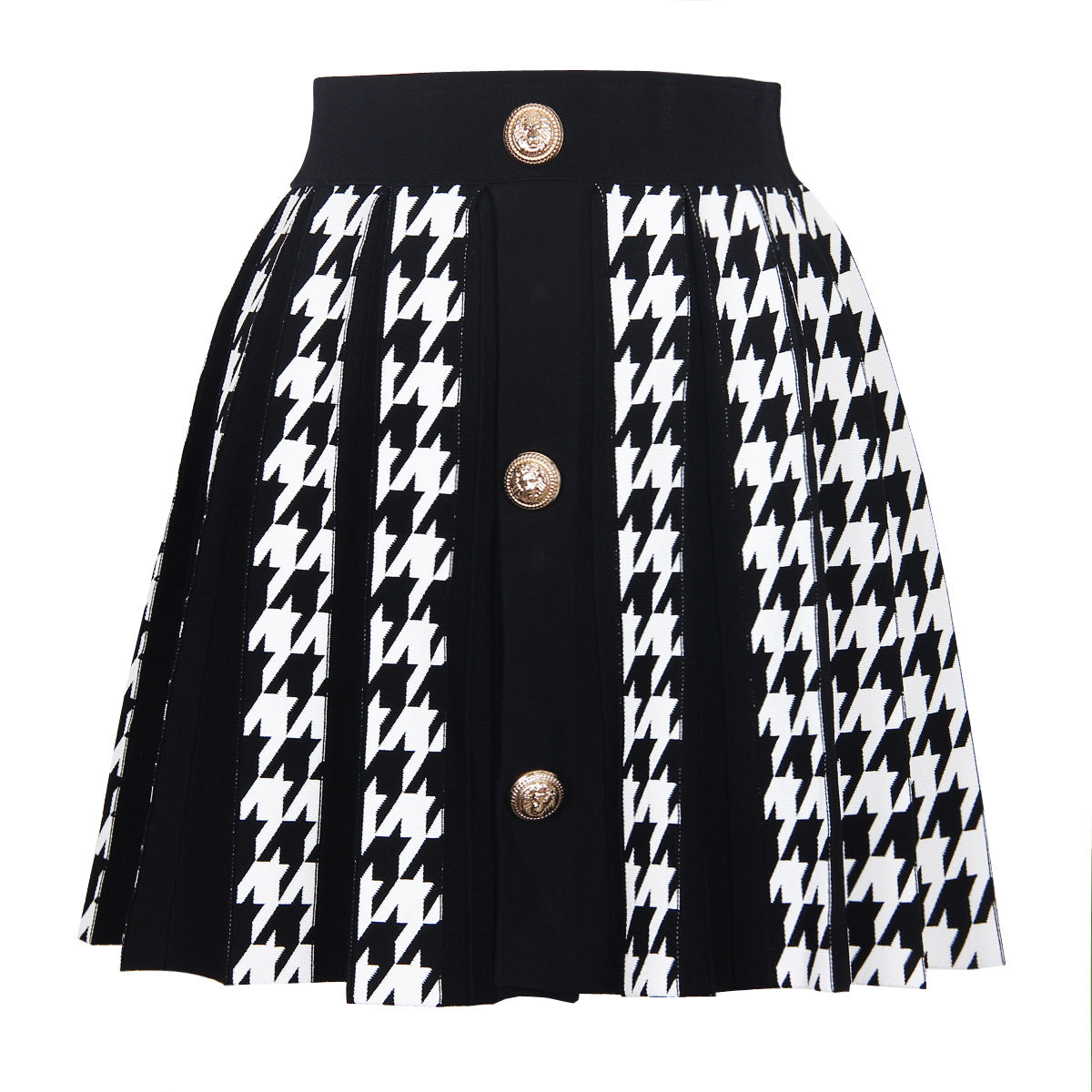 Knitted Houndstooth Little Short Dress