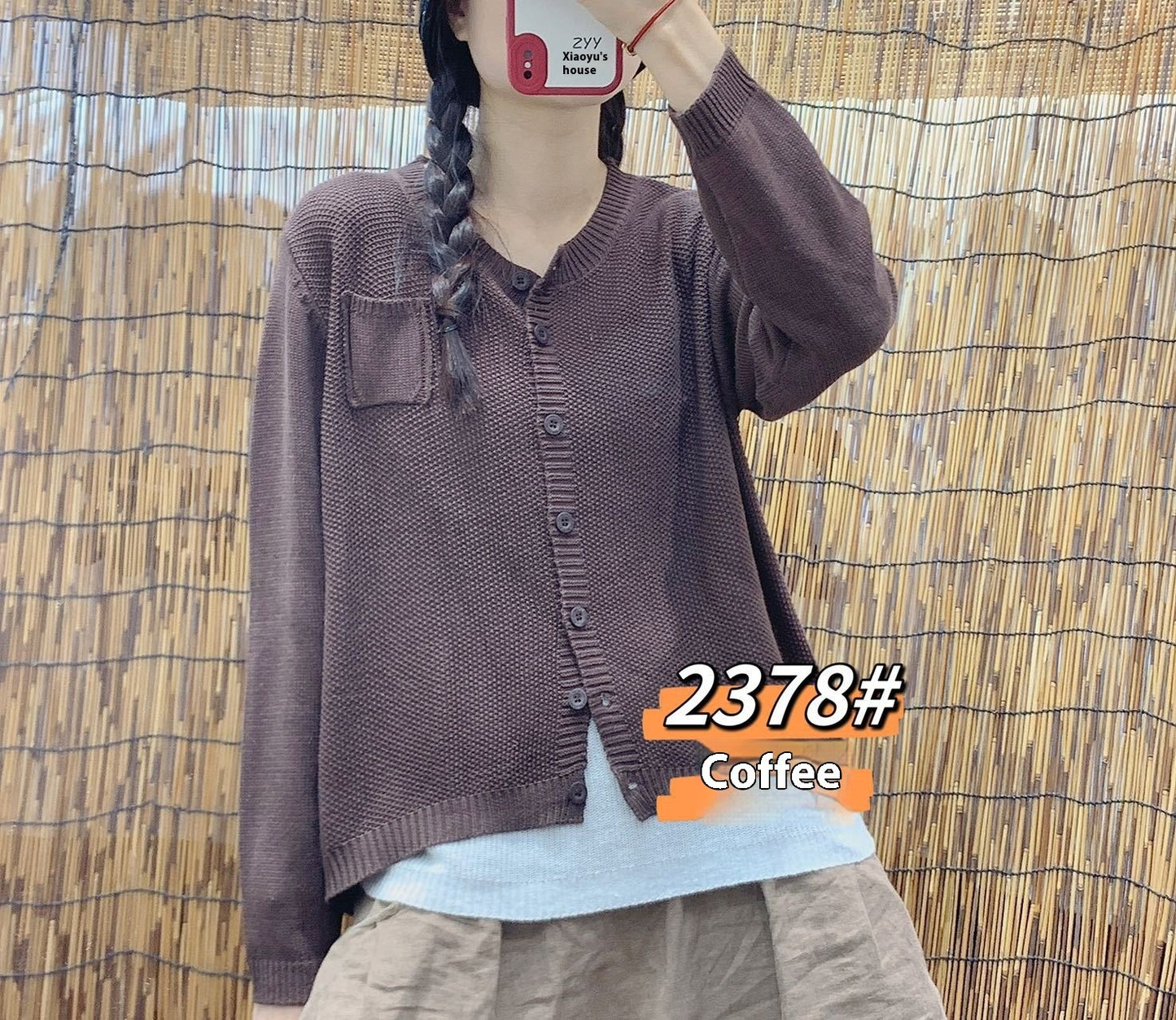 Pure Color Artistic Retro Loose Cardigan Sweater Women