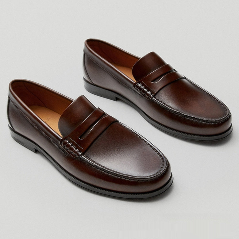 Retro Kalveskindsloafers til Mænd Håndlavet Slidstærkt Læder