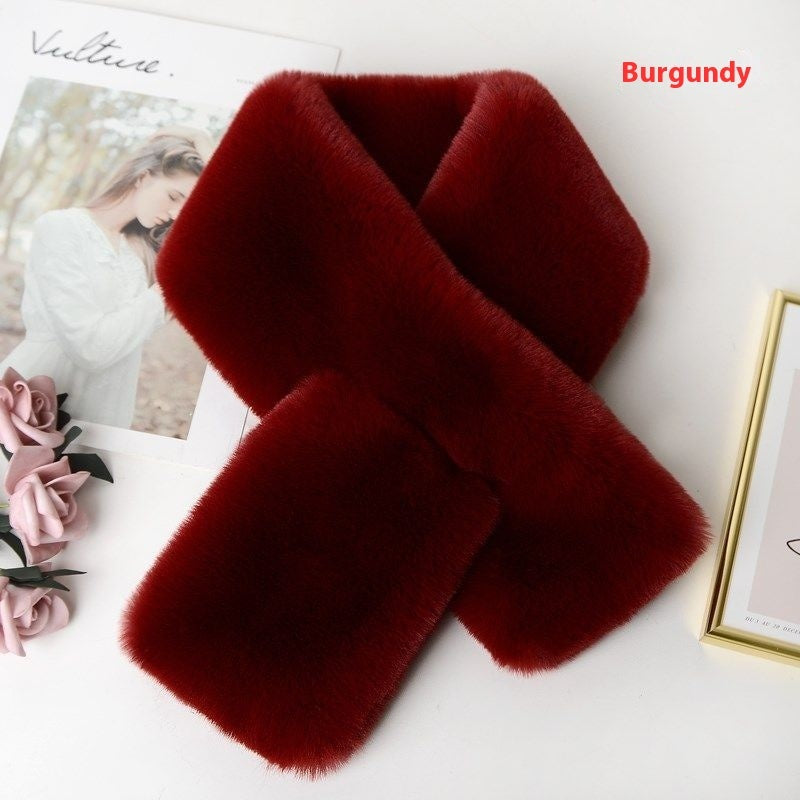 Plush Scarf Artificial Rex Rabbit Fur Thick Warm