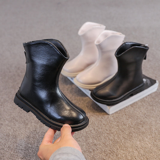 Autumn And Winter Girls Korean Casual Plus Velvet Warm Leather Boots