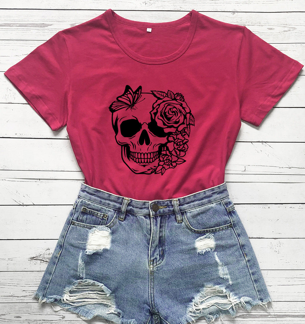 Women's Fashion Print Letter Short Sleeve Top