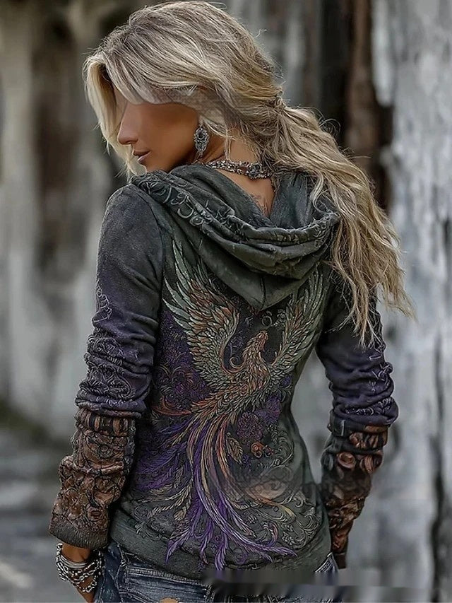 Lady's 3D Digital Print Loose Sweatshirt