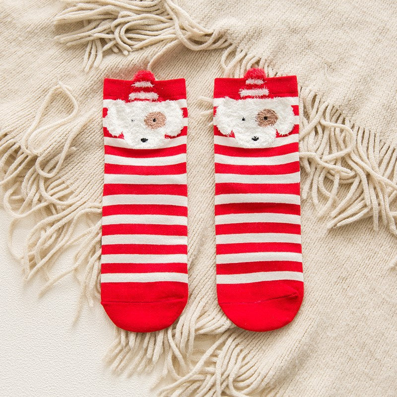 Autumn And Winter Cotton Christmas Colorful Red Socks