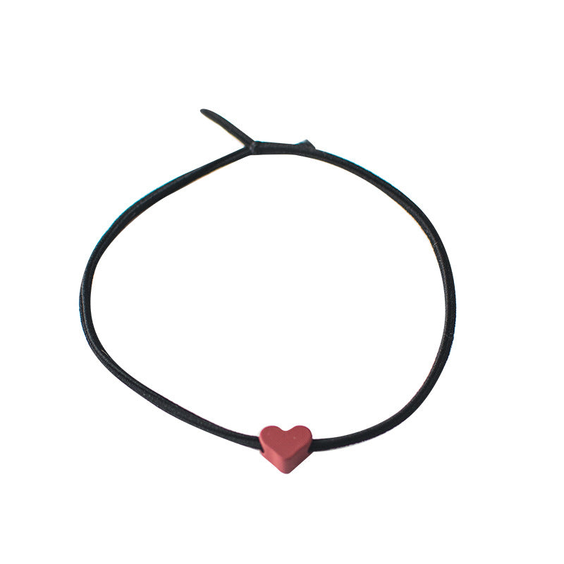 Simple All-match Rubber Band Colored Loving Heart Hair Rope