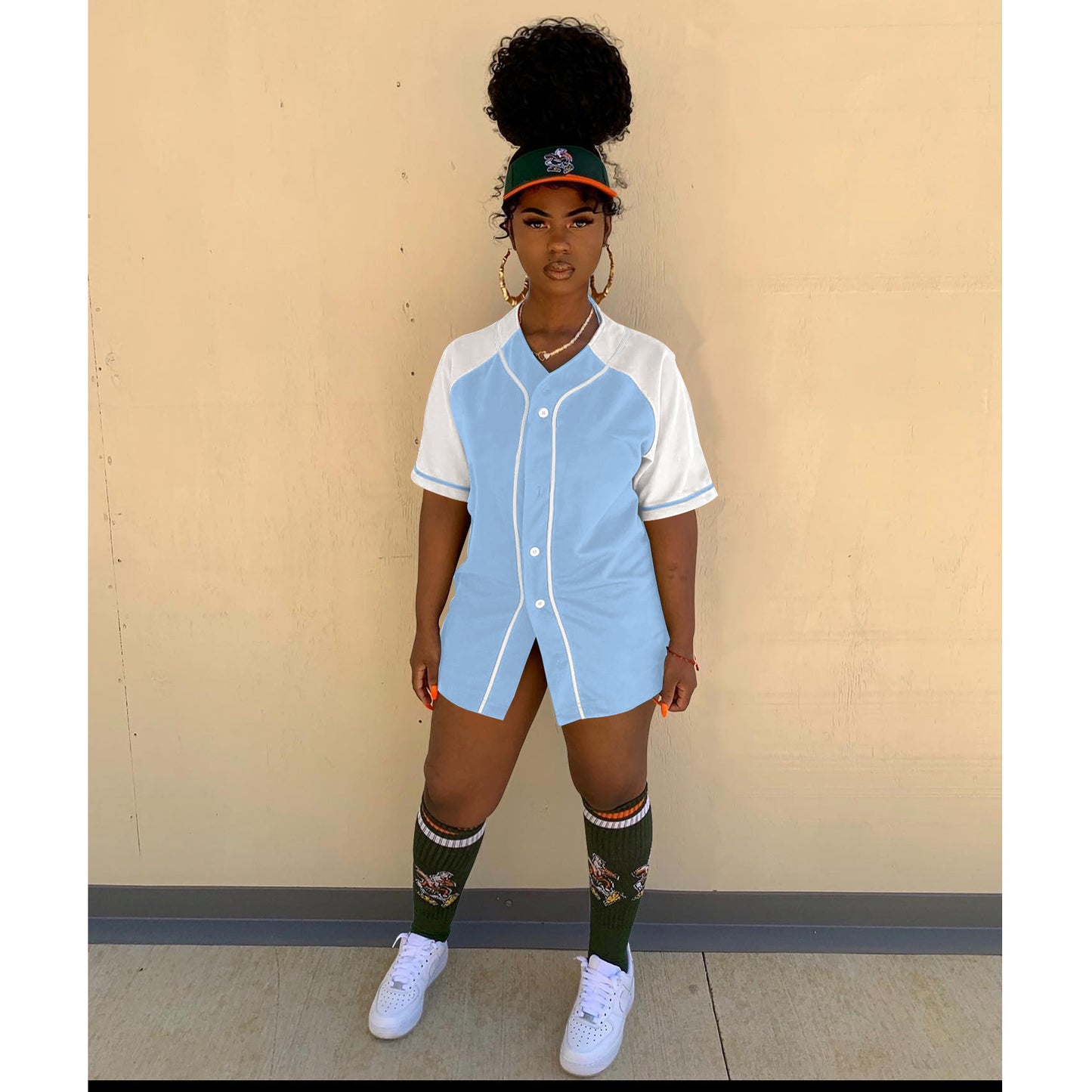 Women's Summer Patchwork Button Short Sleeve T-Shirt Sports Casual Jacket