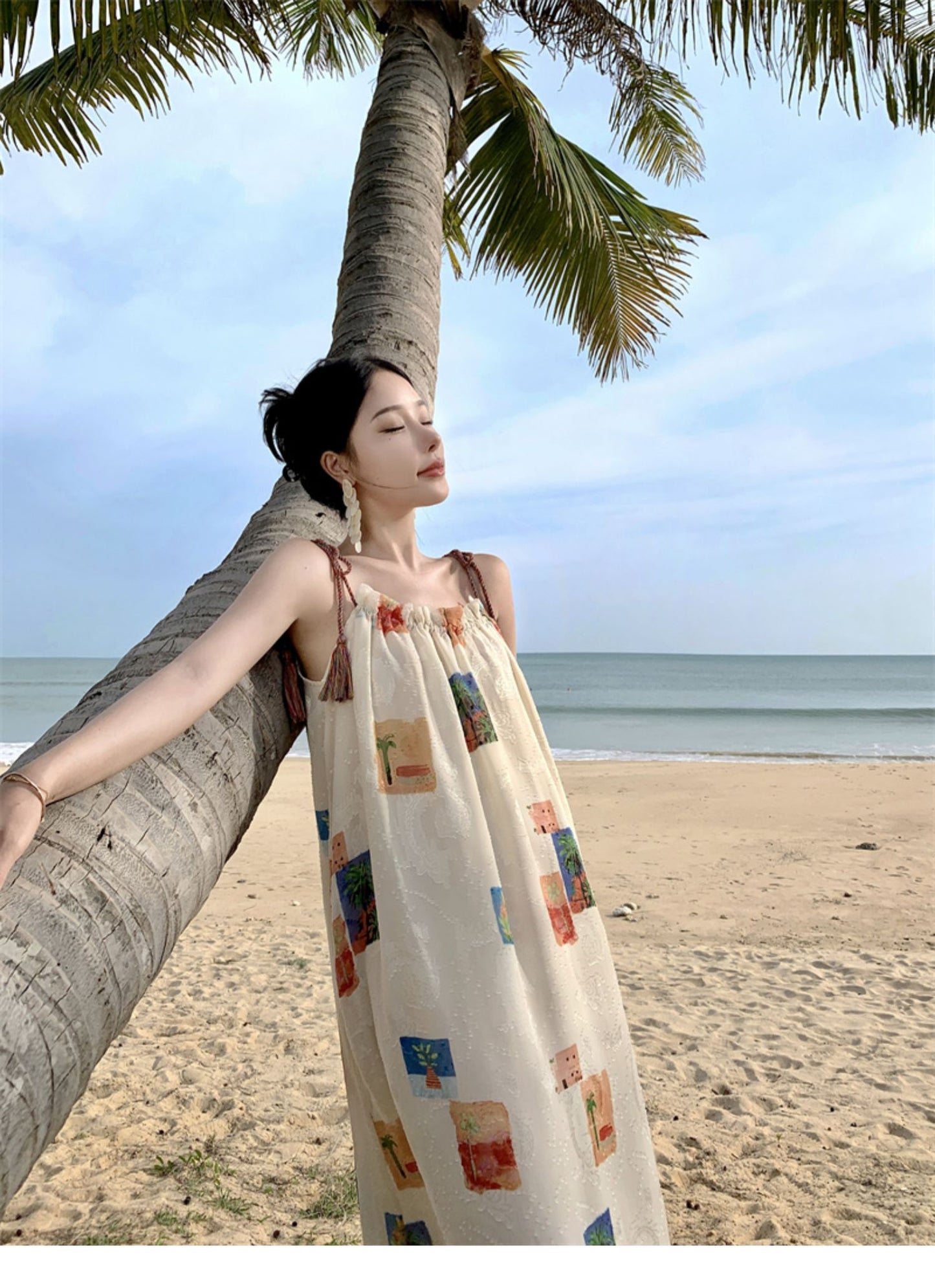 Beach Vacation Flower Strap Dress Girl