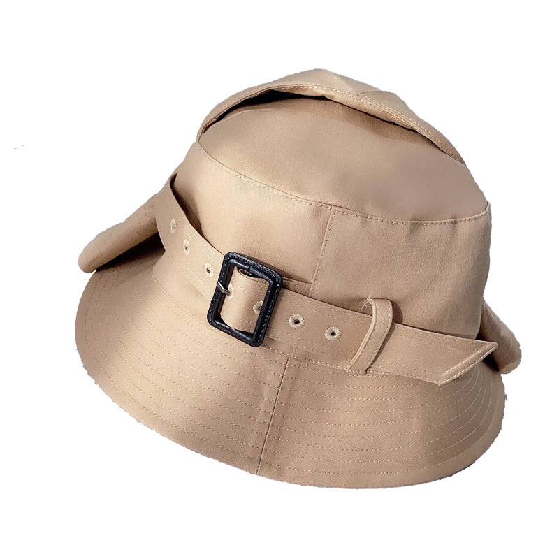 Fisherman Cotton Hat Women's Overalls Wind Bucket Hat Trench Coat Hem