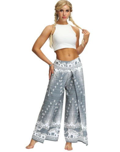 Peacock Feather Digital Print Summer Comfortable Breathable Casual Pants