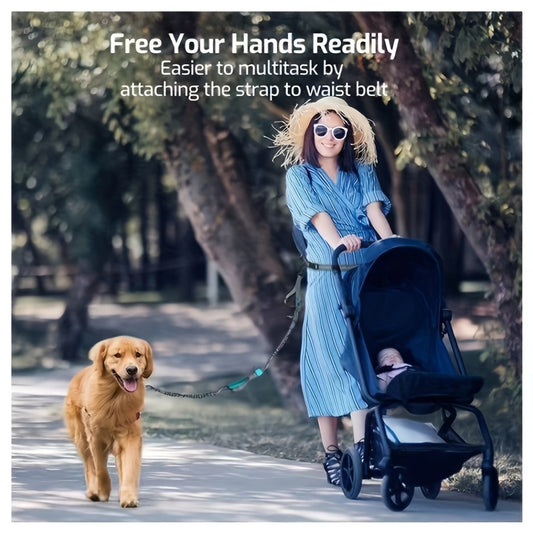 Hands-Free Dog Leash For Running & Walking - Durable Nylon, Adjustable Waist Belt, Ideal For Active Pets