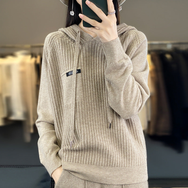 Korean Style Knitted Hooded Sweater Pullover