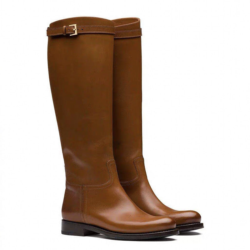 Vintage Round Toe Embossed Casual All Match Flat Boots