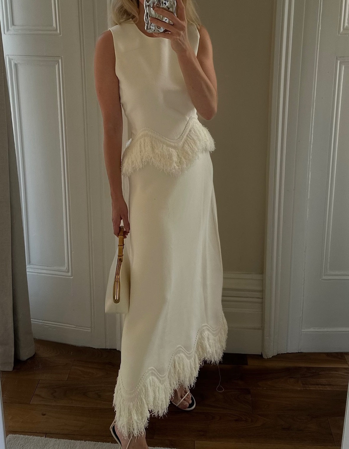 AutumnWinter Elegant Tassel Lace Patchwork Evening Gown Set