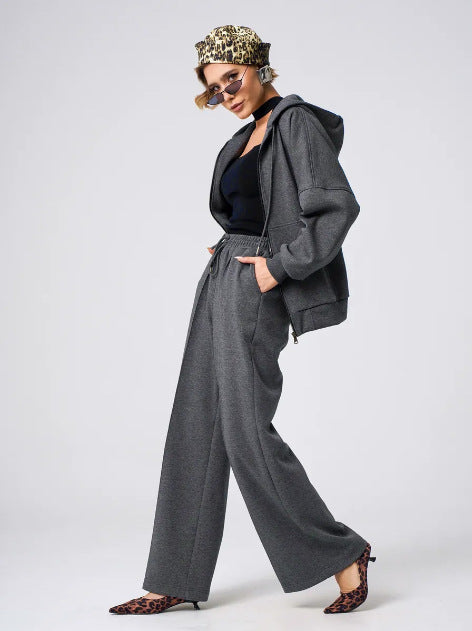 Women's 2-piece Sweatshirt With Wide-leg Sweatpants