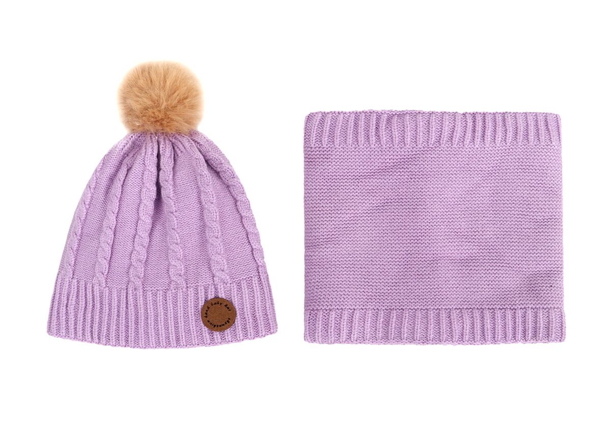 Children's Knitted Hat And Scarf Two-piece Autumn And Winter Fleece
