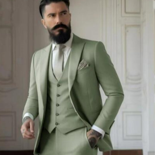 Men's Slim Fit Solid Color Business Suit Set