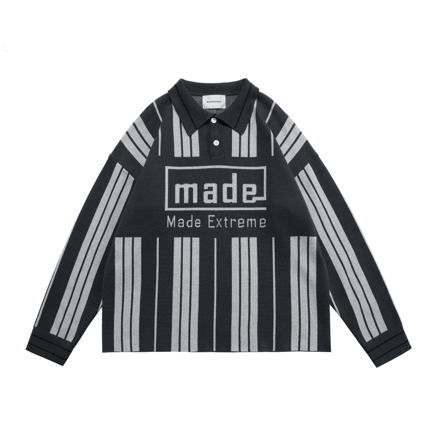 National Tide Knitwear Street Culture Striped Cuban Collar