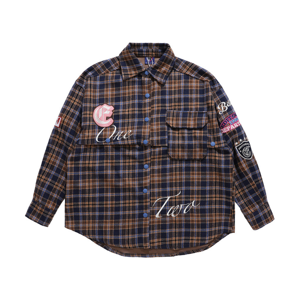 Fashion Brand Plaid Long Sleeve Shirt Coat