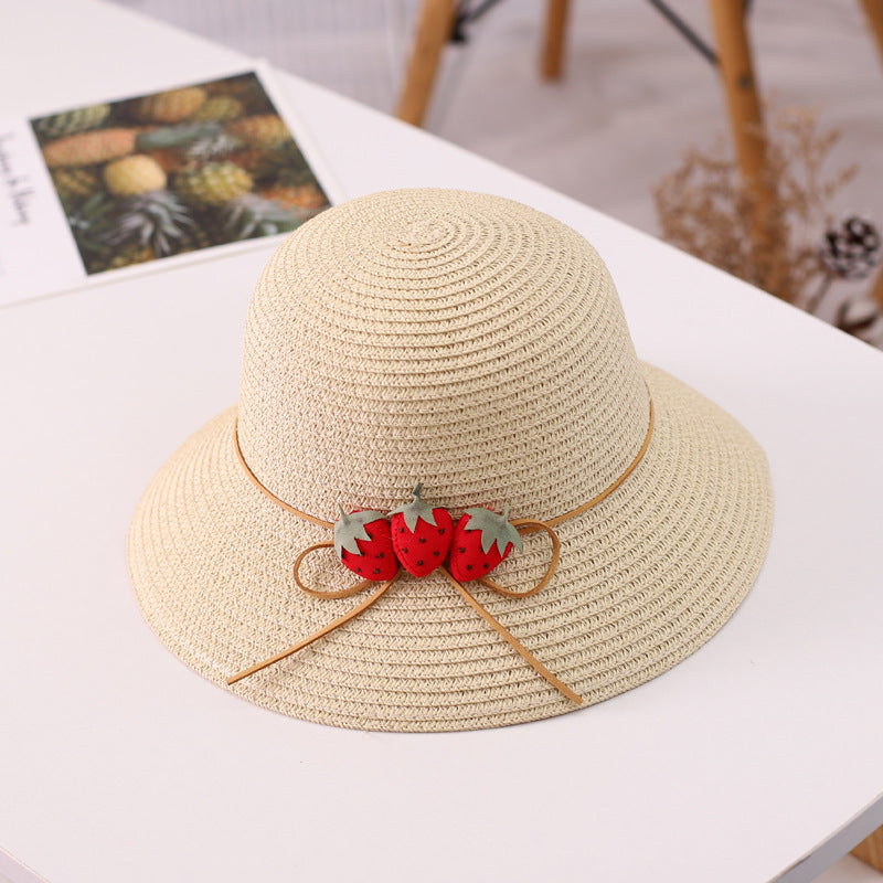 Three Strawberry Suit Children's Summer New Straw Hat