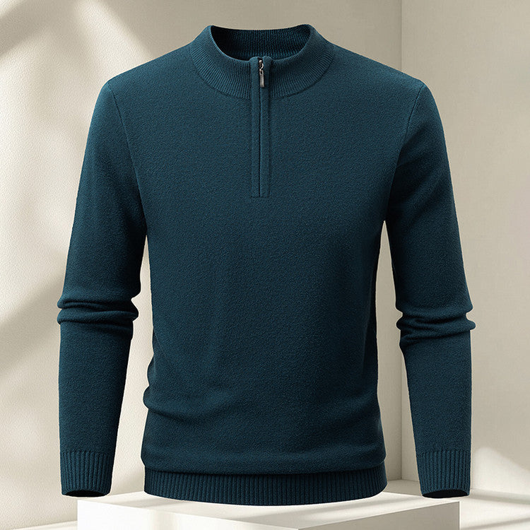 Men's Half-zip Knit Sweater Pullover Solid Color