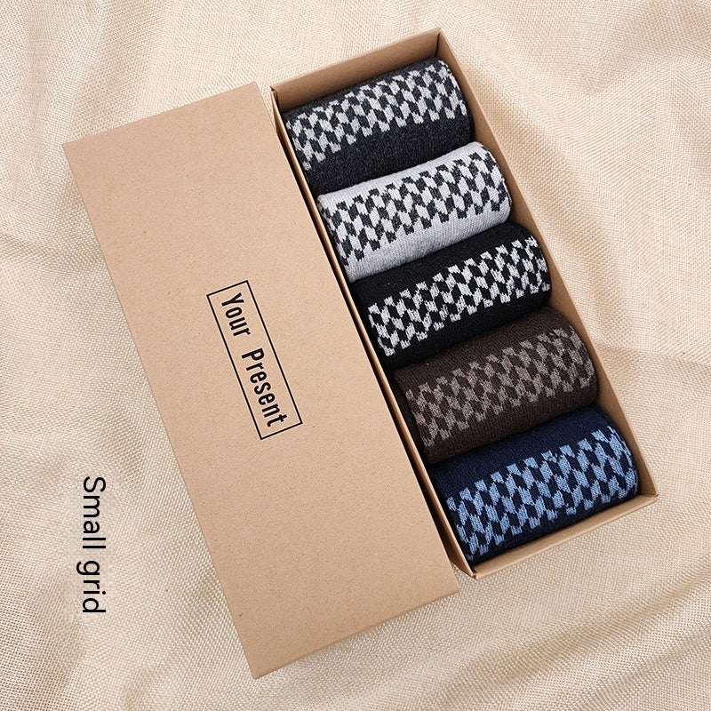 Men's Boxed Mid-calf Wool Socks 5 Pairs