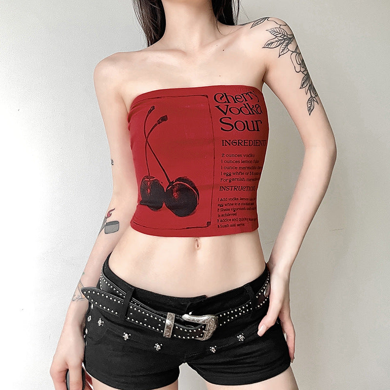 Women's Tube Top Letter Print Slim Fit Short Vest