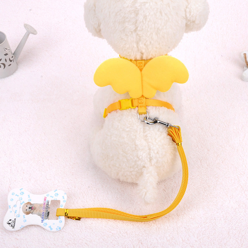 Pet Walking Dog Angel Wings Hand Holding Rope