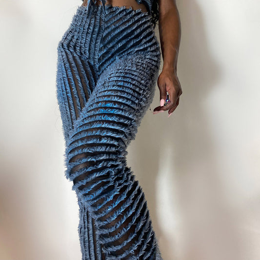 Women's Fashionable High Waist Texture Pants