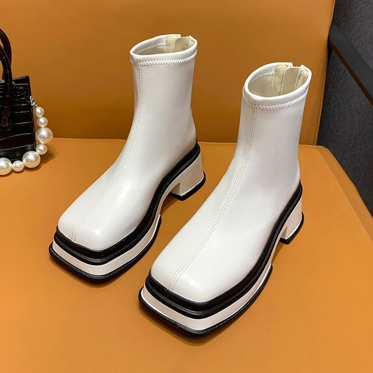 Korean Style All Match Retro Thick Heel Short Boots
