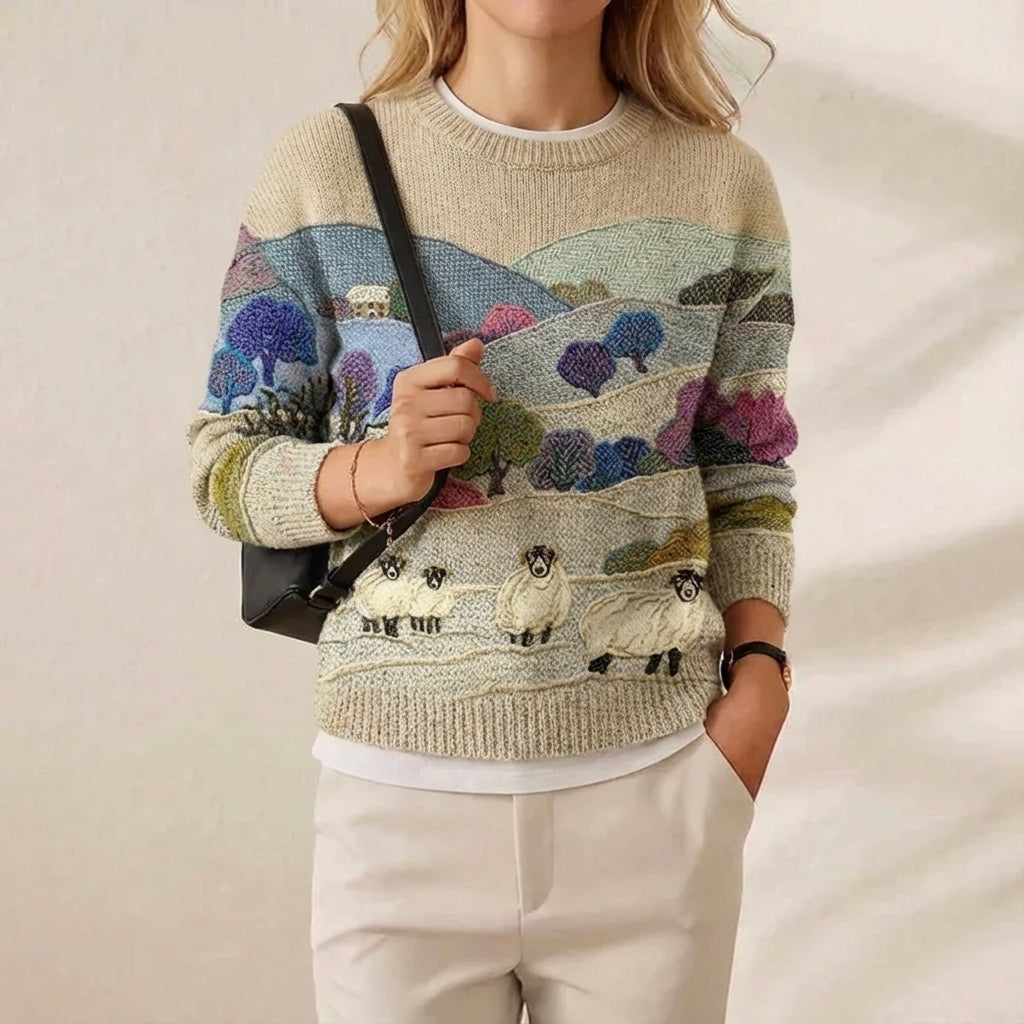Women's Wear Flock HD 3D Printed Plant Long Sleeve Sweater