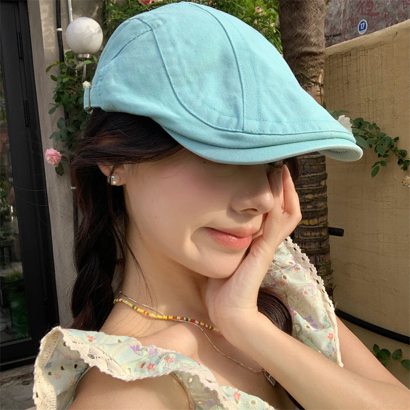 Japanese Style British Style Lake Blue Retro Denim Advance Hats