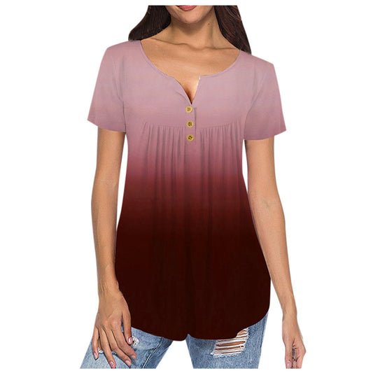 New Plus Size Printed Deep V Pullover Women's T-Shirt
