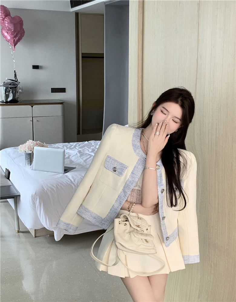 Single Breasted Contrasting Korean Top