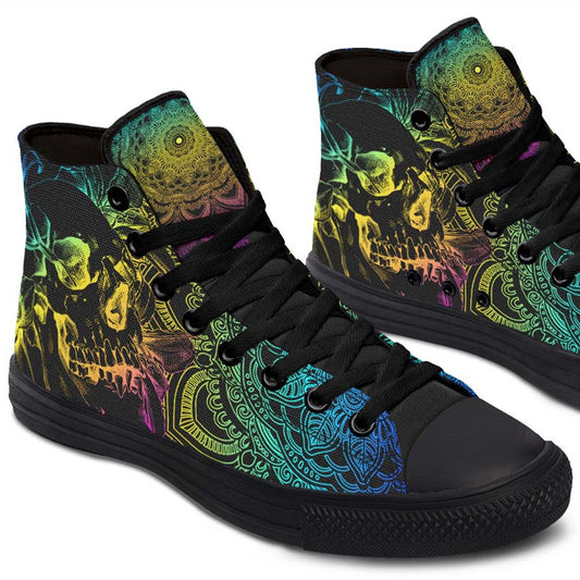 Men's And Women's Fashion Color Printing High-top Canvas Shoes