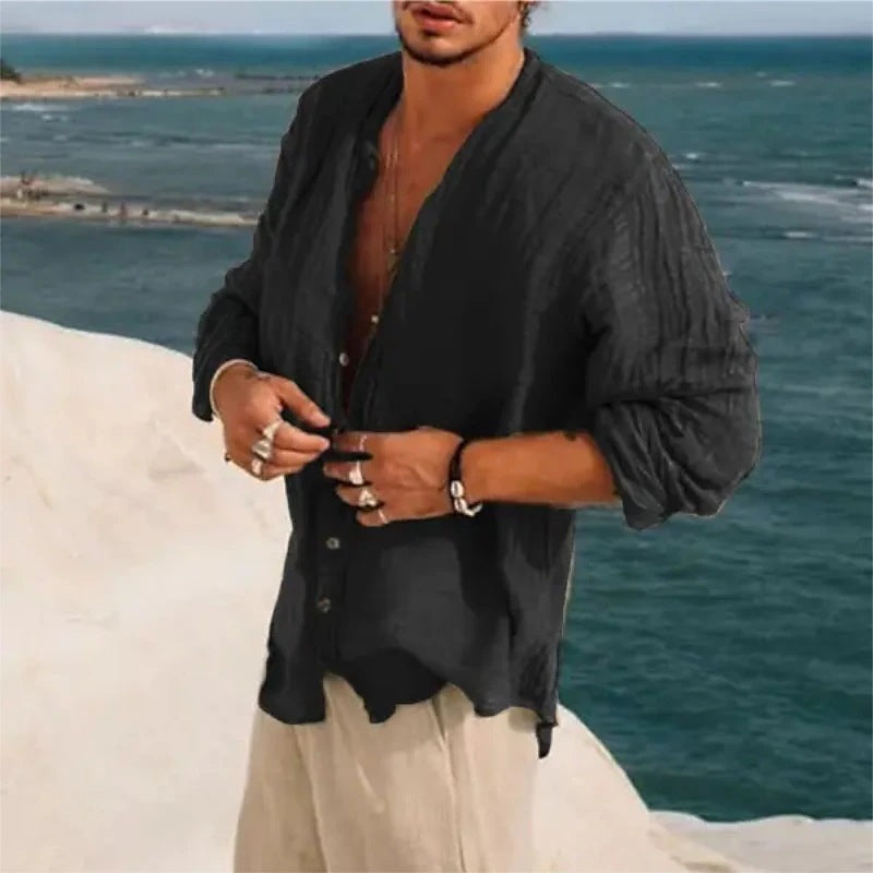 Half Sleeve Shirt Men's Clothing Handsome Trendy Casual
