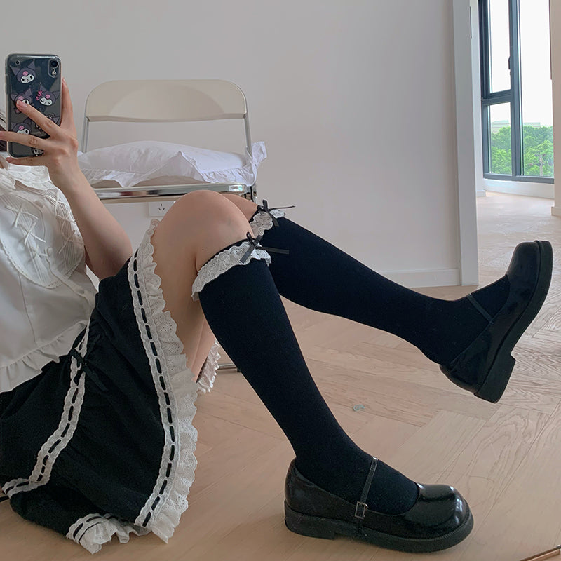 Women's Spring Bow Tie Socks Maid