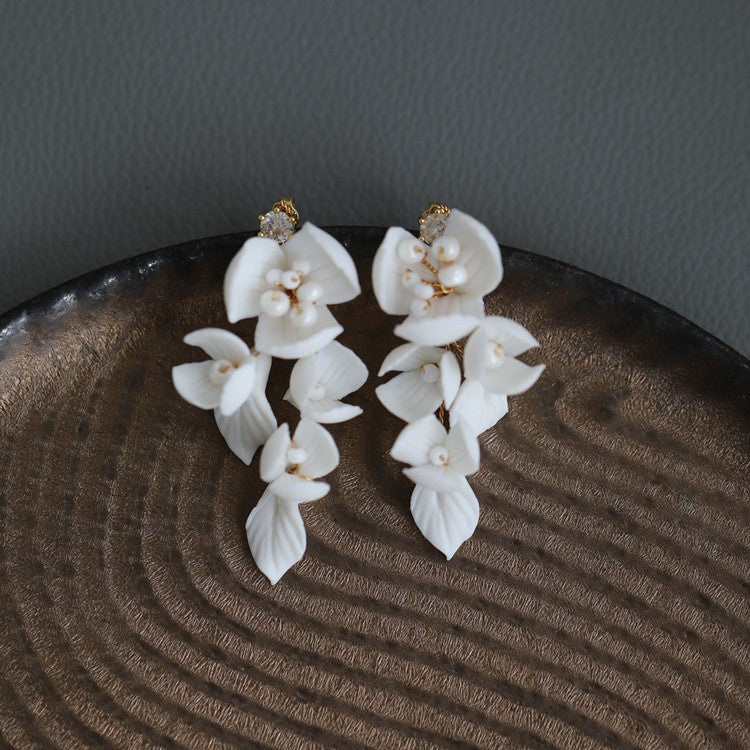 Handmade Ceramic Flower Beaded Hair Fork