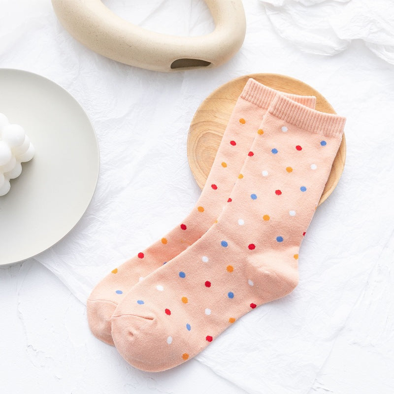 Japanese Color Wavelet Dot Cotton Mixed Women's Socks