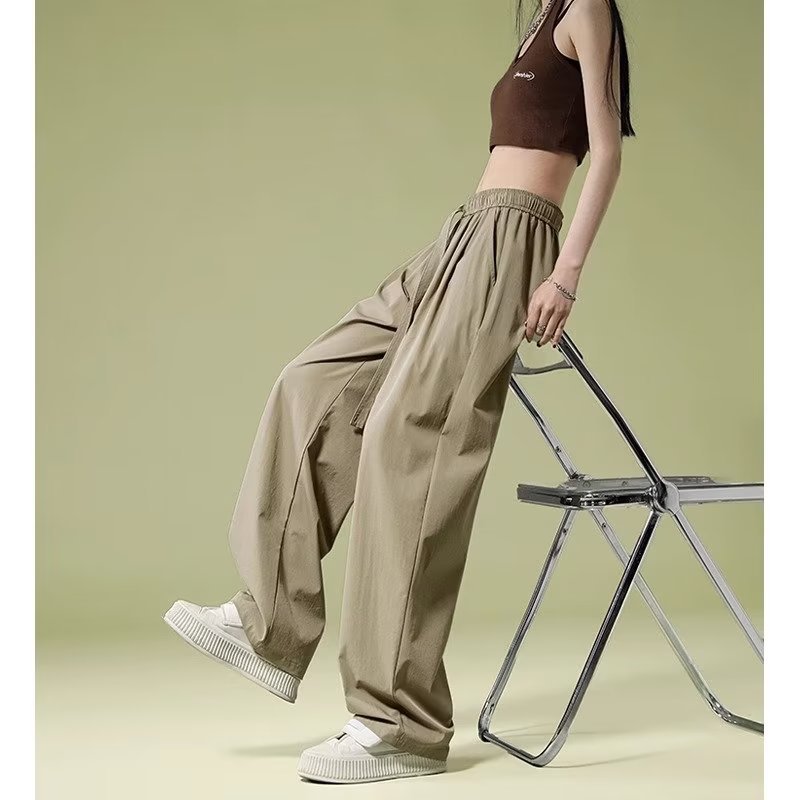 Quick-drying Ice Silk Wide-leg Retro Sports Casual Pants