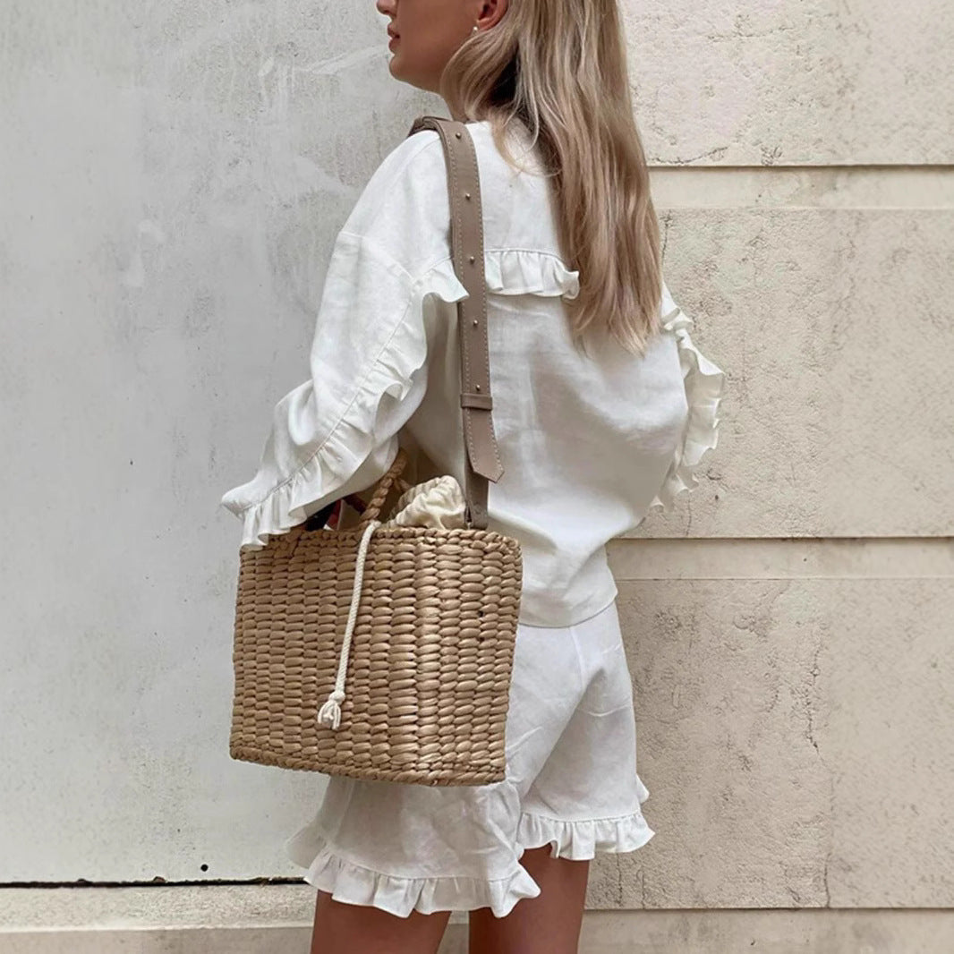 Fashionable Ruffle-Trim Shorts Casual Set