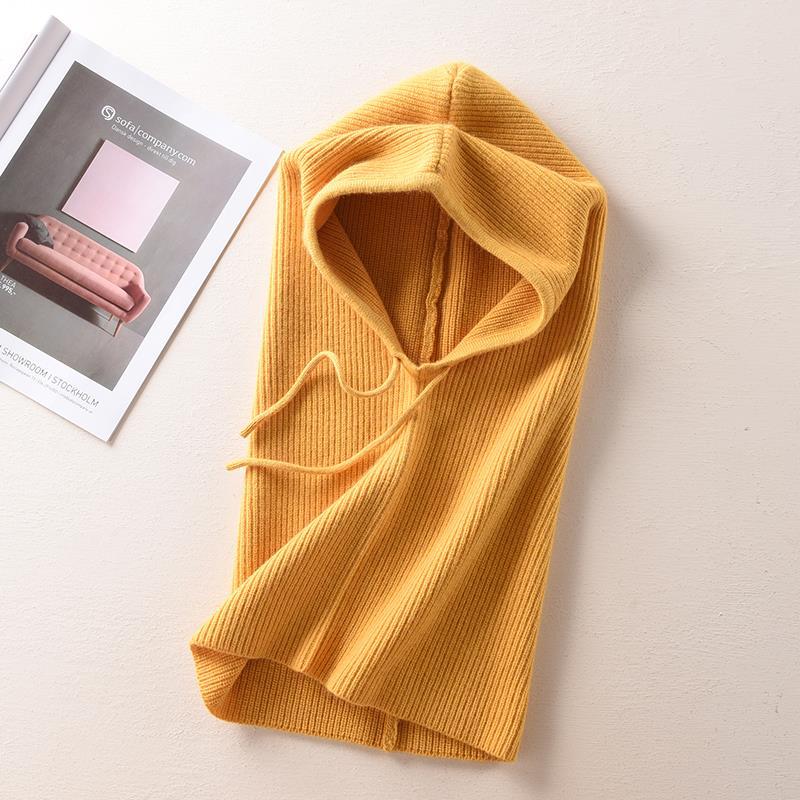 Women's Solid Color Cashmere Sweater Hat And Scarf In One