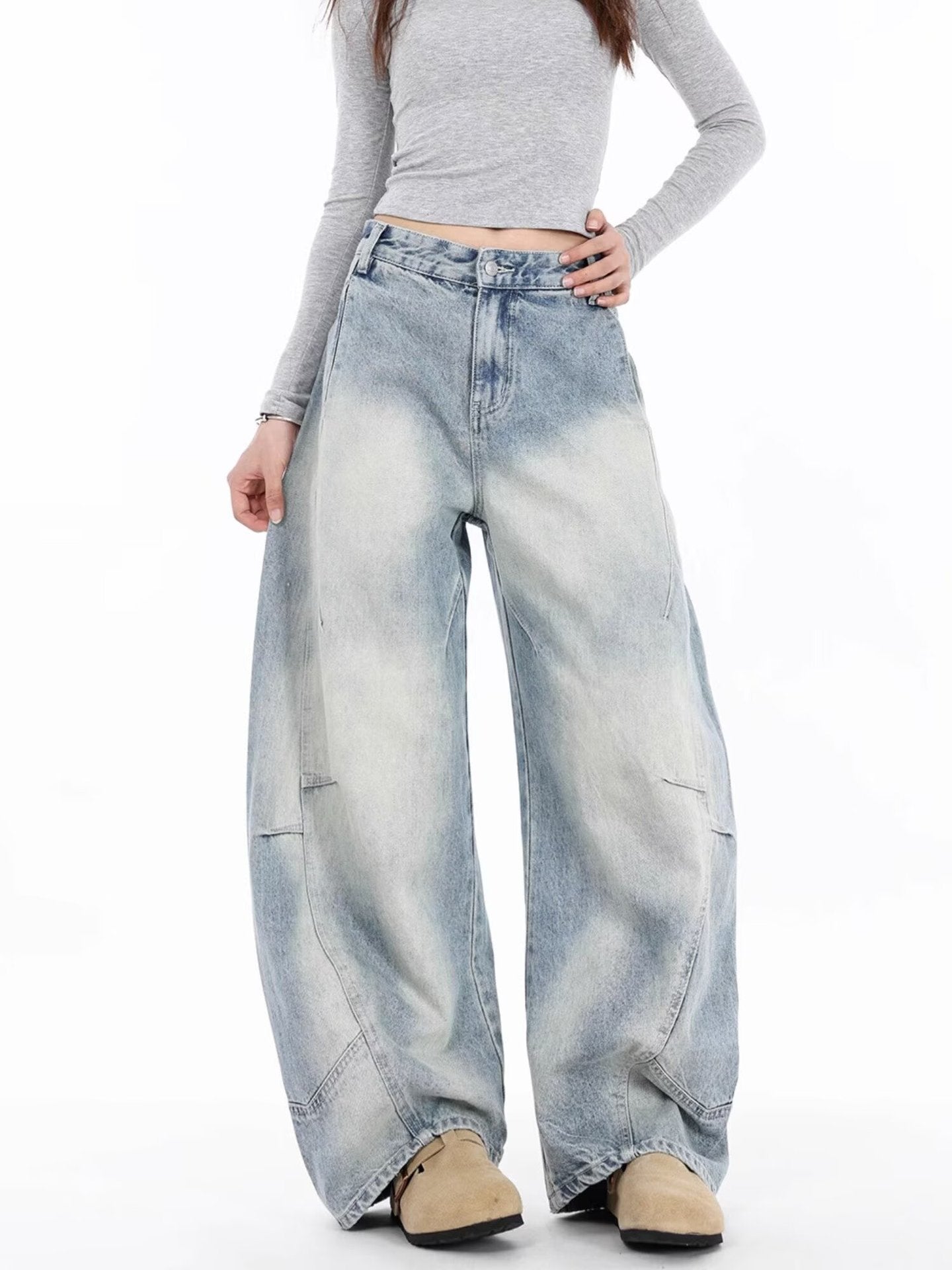 Vintage Rå Straight Wide Leg Jeans