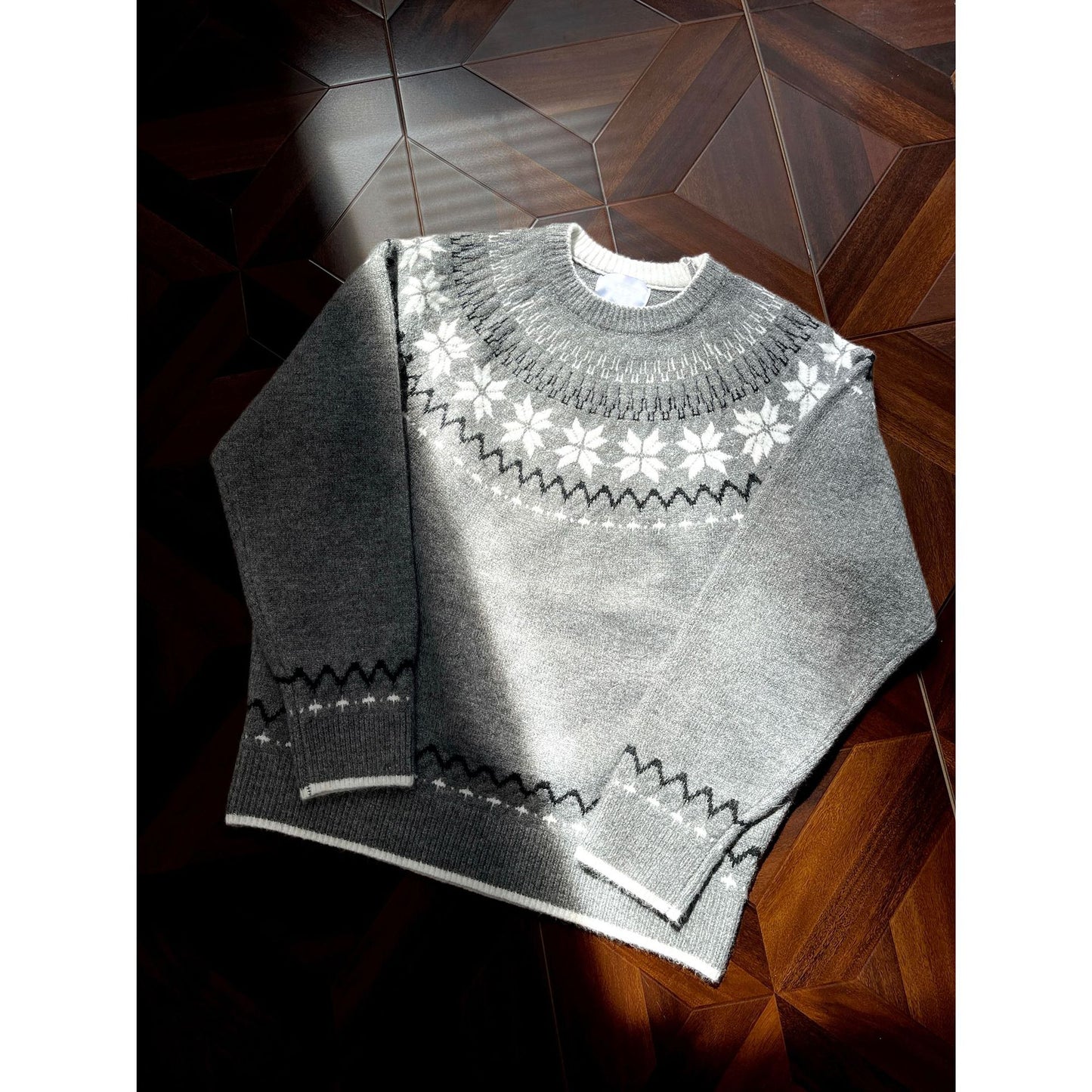 Mens Retro Jacquard Pullover Knit Sweater