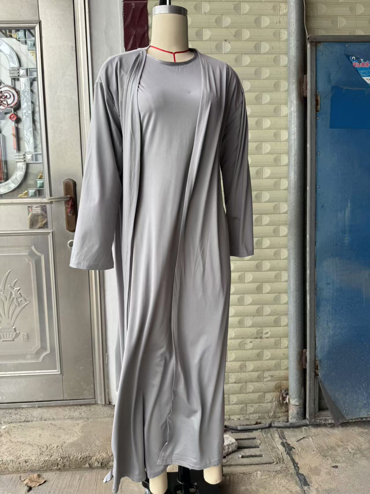 Two-piece Long Dress Set For Women With Long Sleeves