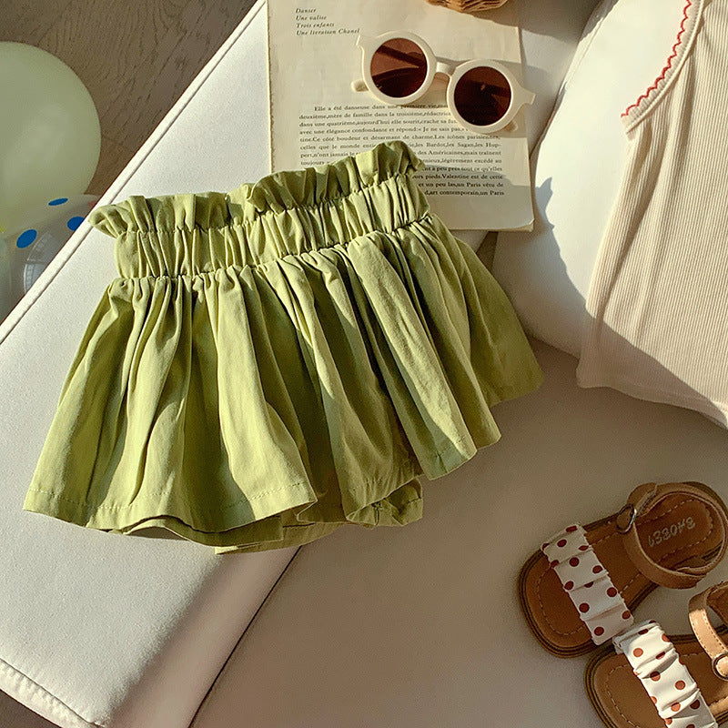 Bud Shaped Waist Cotton Women's Shorts Multi-color Woven