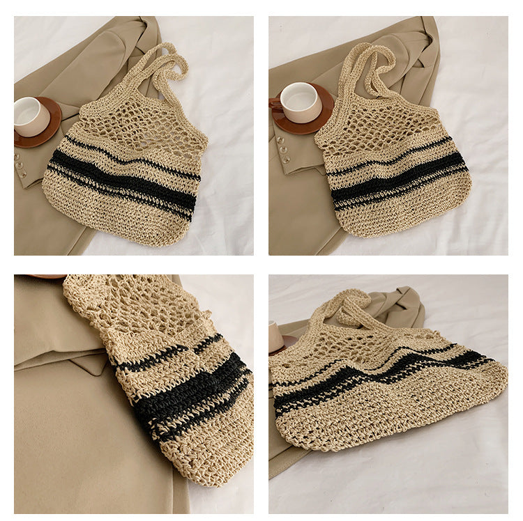 Grass Woven Hollow Bag Single Shoulder Handle