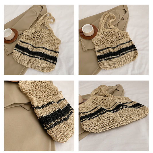 Grass Woven Hollow Bag Single Shoulder Handle