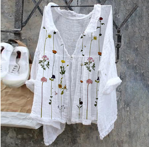 Amazon Cross-border New Arrival Fashion Women's Shirt Natural Landscape Avatar Print