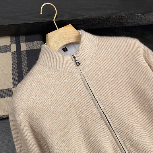 Men's Cashmere Sweater Casual Solid Colo Thickened